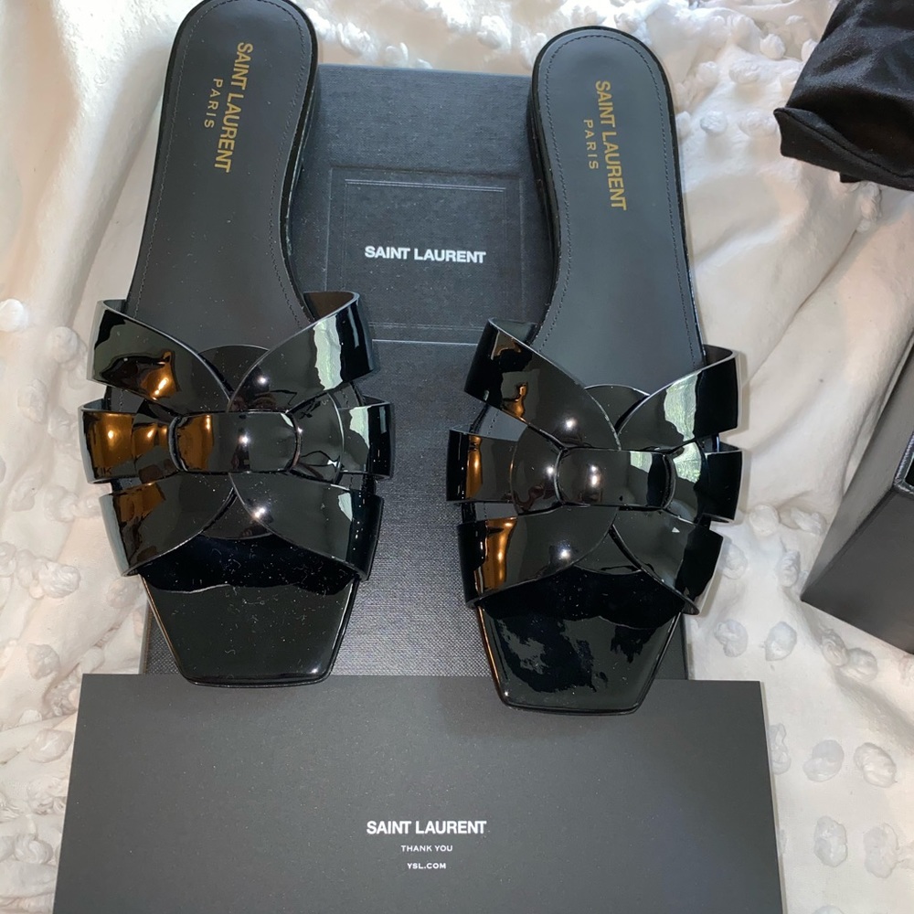SAINT LAURENT TRIBUTE II SANDALS Black